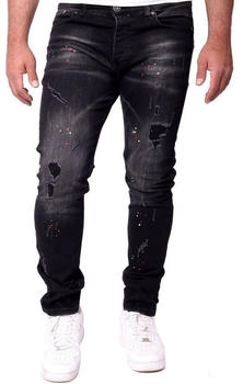 Reslad Color-Splashes Stretch Denim Destroyed Slim Fit schwarz