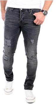 Reslad Jeans Destroyed Look Slim Fit Denim Stretch RS-2062 schwarz