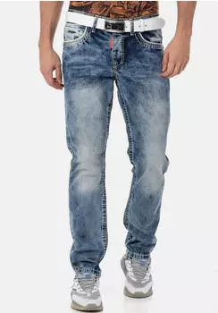 Cipo & Baxx Straight-Jeans Regular Fit Heavy Washed blue denim