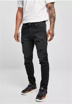 Urban Classics Hose black denim/destroyed