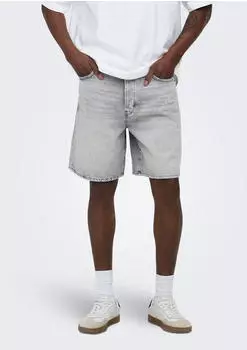 Only & Sons ONSFADE Stretch Shorts Box Cro Denim Faded hellgrau