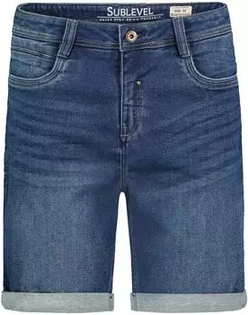 Sublevel Used-Look Shorts Stretch Denim Bermuda im Vintage Style mit heller Waschung (H13244BC6130) blau-2