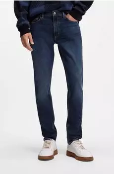 HUGO Skinny-Fit Jeans aus blauem Stretch-Denim mit Stone-washed-Finish - Style Zane 50572475 Dunkelblau /