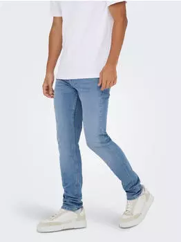 Only & Sons Onsloom Slim Box Pim Dnm Mu Otl Slim-fit-Jeans (10975561) light blau denim detail:gr&uuml;n tint