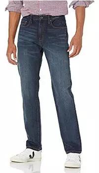 Amazon Essentials Athletic-Fit-Stretchjeans Gerade Geschnitten Slim-Fit Überfärbt (MAE55015FL18) dunkle waschung