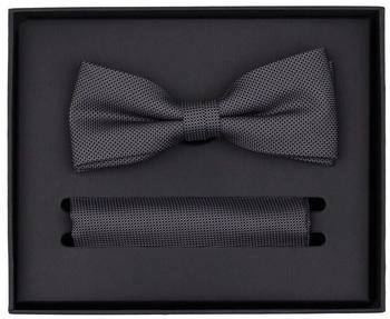 Venti Set Fliege, Einstecktuch dunkelgrau, Einfarbig