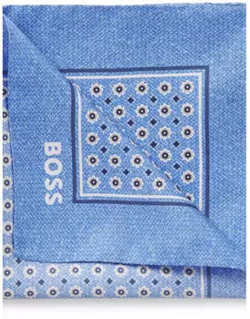 Hugo Boss Einstecktuch aus Seide mit Digitaldruck und Logo Style H-POCKET SQ. ONE 50561707 Blau ONESI