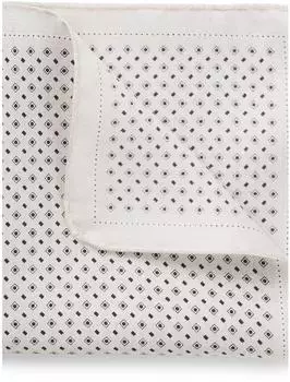 Hugo Boss Einstecktuch aus Seide mit bedrucktem Muster Style H-POCKET SQ. ONE 50566957 Weiß gemustert ONESI