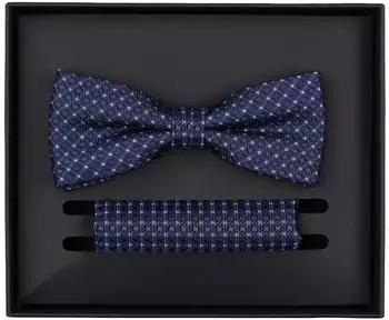 Venti Fliege & Einstecktuch Set, Seide, gemustert, dunkles Mittelblau (78471568-0)