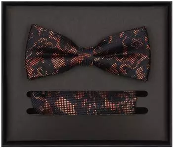 Venti Set aus Fliege und Einstecktuch, gemustert, Seide, orange (50989437-0)