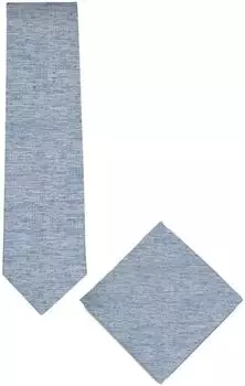 J.Ploenes Krawatte & Einstecktuch Set, einfarbig blau, Herren