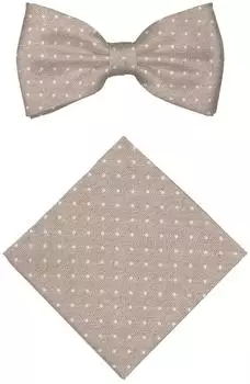 J.Ploenes Fliege & Einstecktuch Set, beige gepunktet
