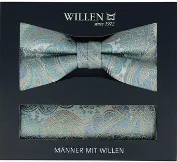 Willen Fliegen-Set Paisley, Seide, hellgrün, Herren (One Size)