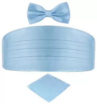 Dondon Set Kummerbund, Fliege & Einstecktuch hellblau