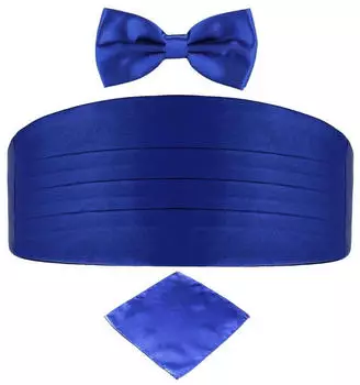 Dondon Set Kummerbund, Fliege & Einstecktuch blau
