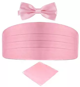 Dondon Set Kummerbund, Fliege & Einstecktuch rosa