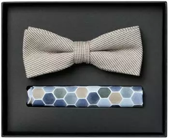 Venti Set aus Fliege und Einstecktuch, gemustert, champagner beige, Herren (12737529-0)