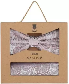 Prince Bowtie Fliege & Einstecktuch Set Paisley altrosa