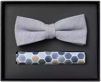 Venti Set aus Fliege und Einstecktuch, gemustert, blau, Herren (42483133-0)
