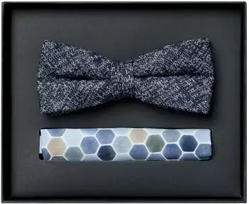 Venti Set aus Fliege und Einstecktuch, gemustert, dunkelblau, Herren (49561505-0)