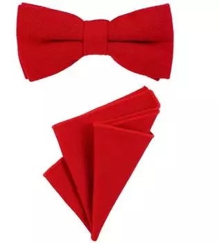 Dondon Herren Fliege & Einstecktuch, Baumwolle, rot (Hanky109-FLG162)