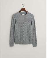 Gant Strickpullover "COTTON CABLE C-NECK" mit Wappen-Logostickerei auf der Brust