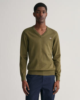 GANT Klassischer V-Neck Pullover aus Baumwolle (8030562-301) grün