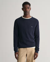 Gant Rundhalspullover "COTTON PIQUE C-NECK" mit Logostickerei auf der Brust