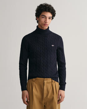 GANT Zopfstrick Rollkragenpullover aus Baumwolle (8050607-433) blau