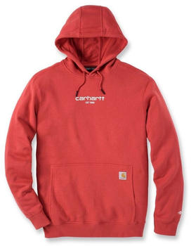 Carhartt Men's Lightweight Logo Relaxed Fit Graphic Hoodie red barn