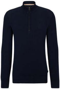 Hugo Boss Pullover aus fein strukturierter Baumwolle mit Troyerkragen (50505997) blau