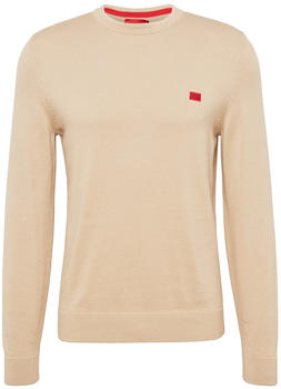 Hugo Boss Strickpullover aus Baumwolle mit rotem Logo-Label (50475083) beige