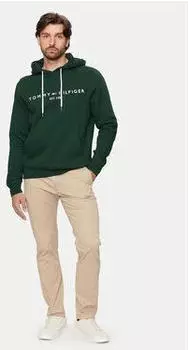 Tommy Hilfiger Organic Cotton Blend Logo Hoody (MW0MW11599) ornamental green – Tommy Hilfiger Organic Cotton Blend Logo Hoody (MW0MW11599) ornamental green: Stilvoll und Bequem