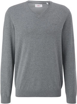 S.Oliver Strickpullover mit Logo-Stickerei (2143174.92W0) grau