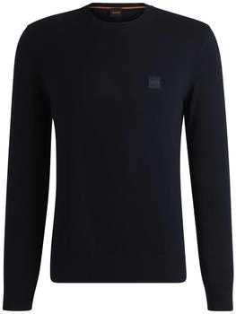 Hugo Boss Regular-Fit Pullover aus Baumwolle mit Kaschmir-Anteil und Logo-Aufnäher - Style Kanovano_S 50527583 Dunkelblau
