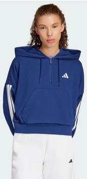 Adidas 3-Streifen French Terry Quarter-Zip Hoodie dunkelblau weiß