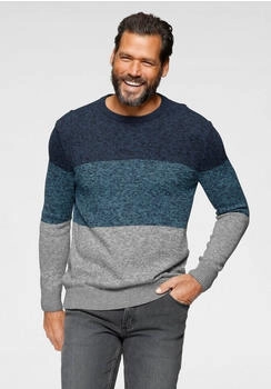 Man's World Rundhalspullover mehrfarbig blau petrol grau
