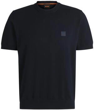 Hugo Boss Gestricktes Regular-Fit T-Shirt aus Baumwolle und Kaschmir - Style Kanache 50538267 Dunkelblau