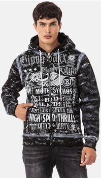 Cipo & Baxx Sweatjacke Alloverprint Kapuze CL544 schwarz