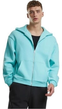 Urban Classics TB7284-Fluffy Zip Hoody Sweatshirt berylblau