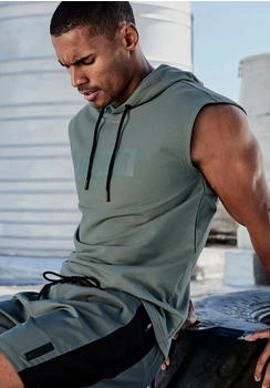 Le Jogger Kapuzenpullover Druck und Kordelzug grün