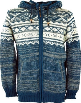 Guru-Shop Strickjacke Norwegermuster blau Modell Wolle