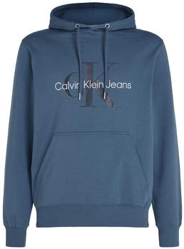 Calvin Klein Monogramm-Hoodie aus Bio-Baumwolle blau