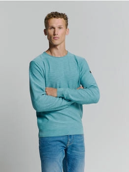 No Excess Pullover Crewneck garment dyed stone washed seablue