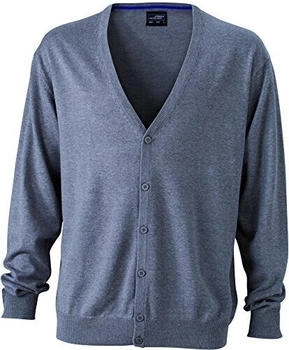 James & Nicholson V-Neck Cardigan Strickjacke grau-meliert