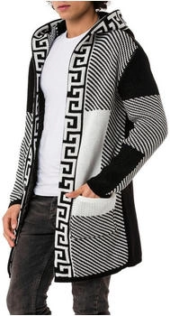 Redbridge Strickjacke Cardigan Long Cut Kapuze schwarz weiß