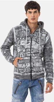 Cipo & Baxx Sweatjacke Hoodie Alloverprint Kapuze CL544 anthrazit