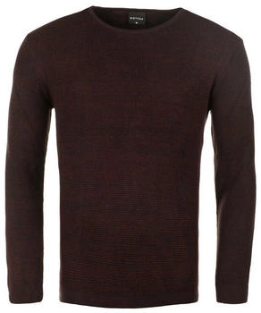 WOTEGA Strickfleece-Pullover Structured Mouline Crew Neck bordo-navy 193713