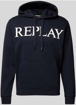Replay Hoodie Label-Print marine