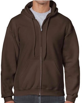 Gildan Heavyweight Full Zip Hooded Sweat 18600 dunkelbraun